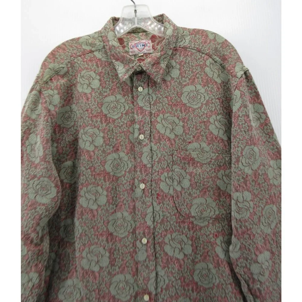 Vintage Men’s Shirt XL Floral Jacquard Psychedelic Mod 60s James W Brine - Picture 2 of 10